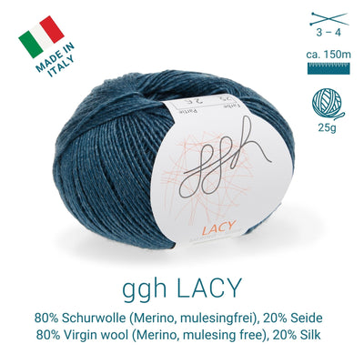 GGH Lacy | Merinowolle mit Seide | 25g - 170m | 025 - Petrol - Strickwolle - Handarbeiten - 3