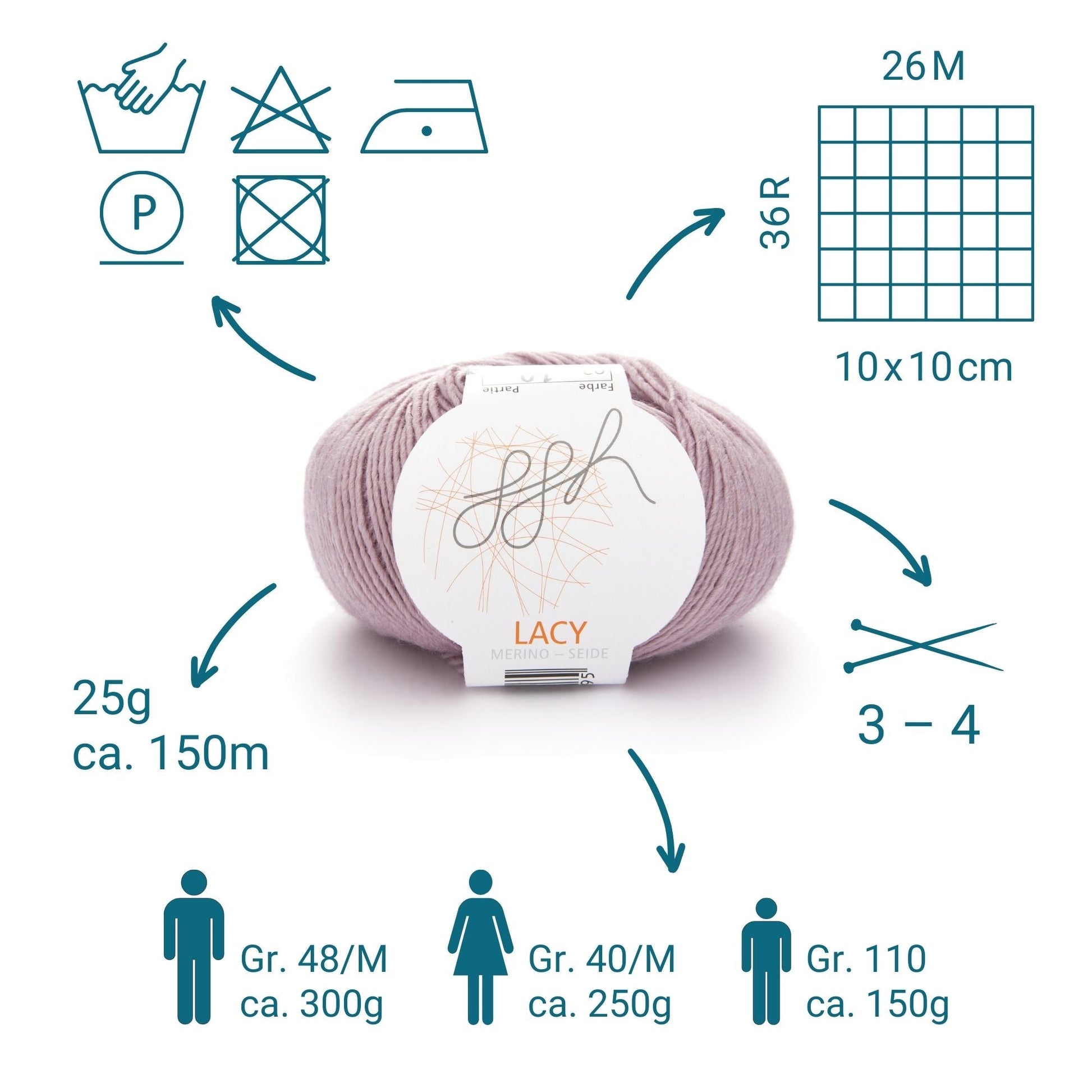 ggh Lacy | Set mit 4 x 25g (insg. 100g) - 002 - Rosa - Strickwolle - Handarbeiten - 3