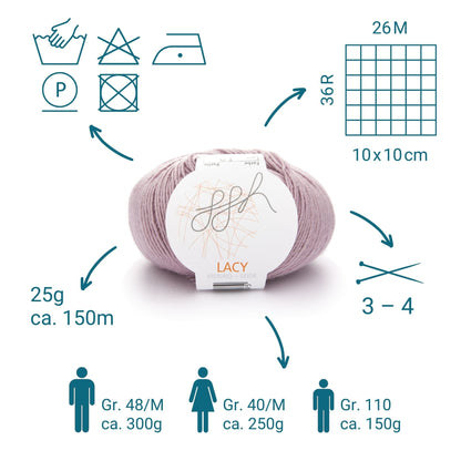 ggh Lacy | Set mit 4 x 25g (insg. 100g) - 002 - Rosa - Strickwolle - Handarbeiten - 3
