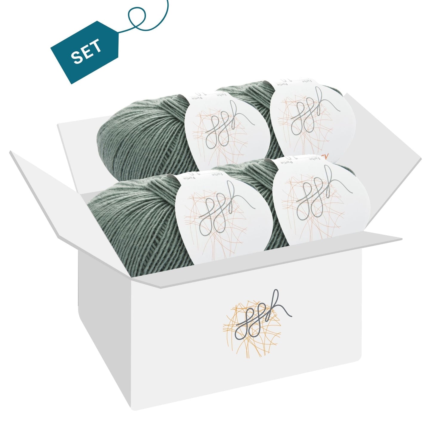 ggh Lacy | Set mit 4 x 25g (insg. 100g) - 009 - Grüngrau - Strickwolle - Handarbeiten - 4