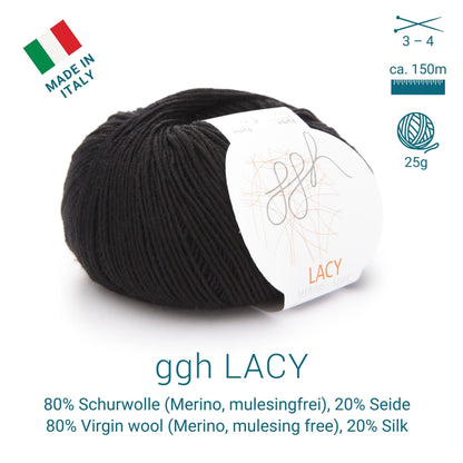 ggh Lacy | Set mit 4 x 25g (insg. 100g) - 010 - Schwarz - Strickwolle - Handarbeiten - 2
