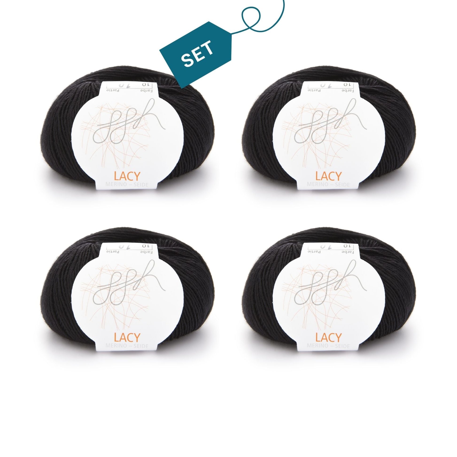 ggh Lacy | Set mit 4 x 25g (insg. 100g) - 010 - Schwarz - Strickwolle - Handarbeiten - 7