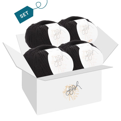 ggh Lacy | Set mit 4 x 25g (insg. 100g) - 010 - Schwarz - Strickwolle - Handarbeiten - 4