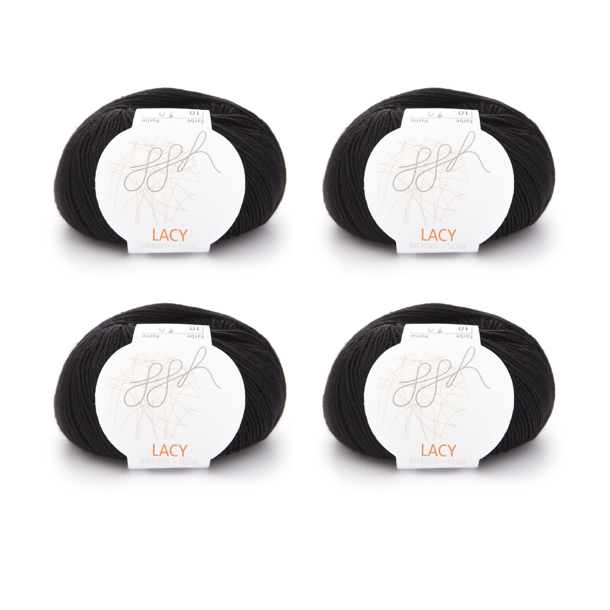 ggh Lacy | Set mit 4 x 25g (insg. 100g) - 010 - Schwarz - Strickwolle - Handarbeiten - 1