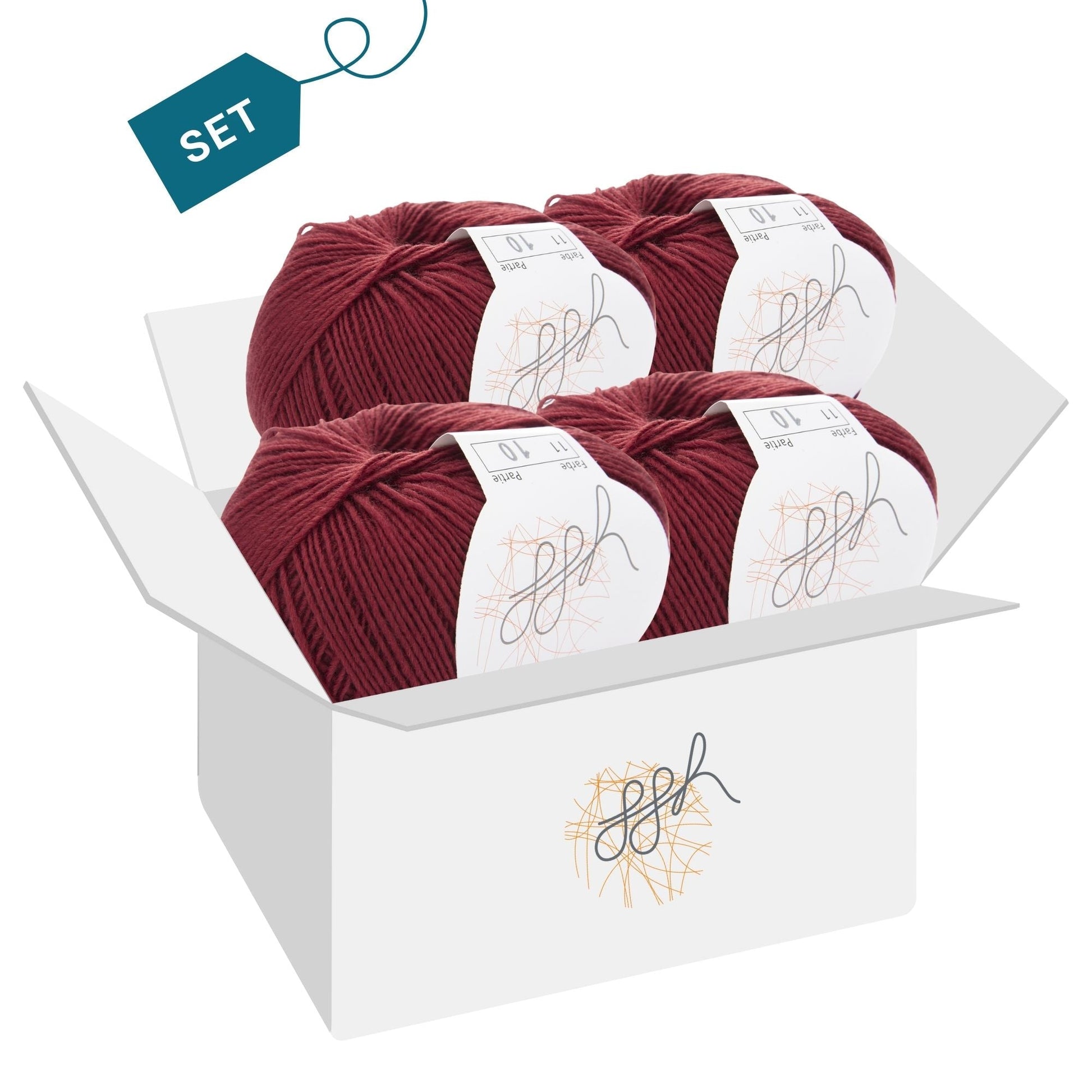 ggh Lacy | Set mit 4 x 25g (insg. 100g) - 011 - Kardinalrot - Strickwolle - Handarbeiten - 4