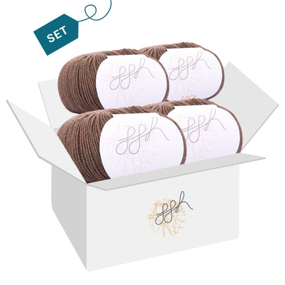ggh Lacy | Set mit 4 x 25g (insg. 100g) - 018 - Braun - Strickwolle - Handarbeiten - 4