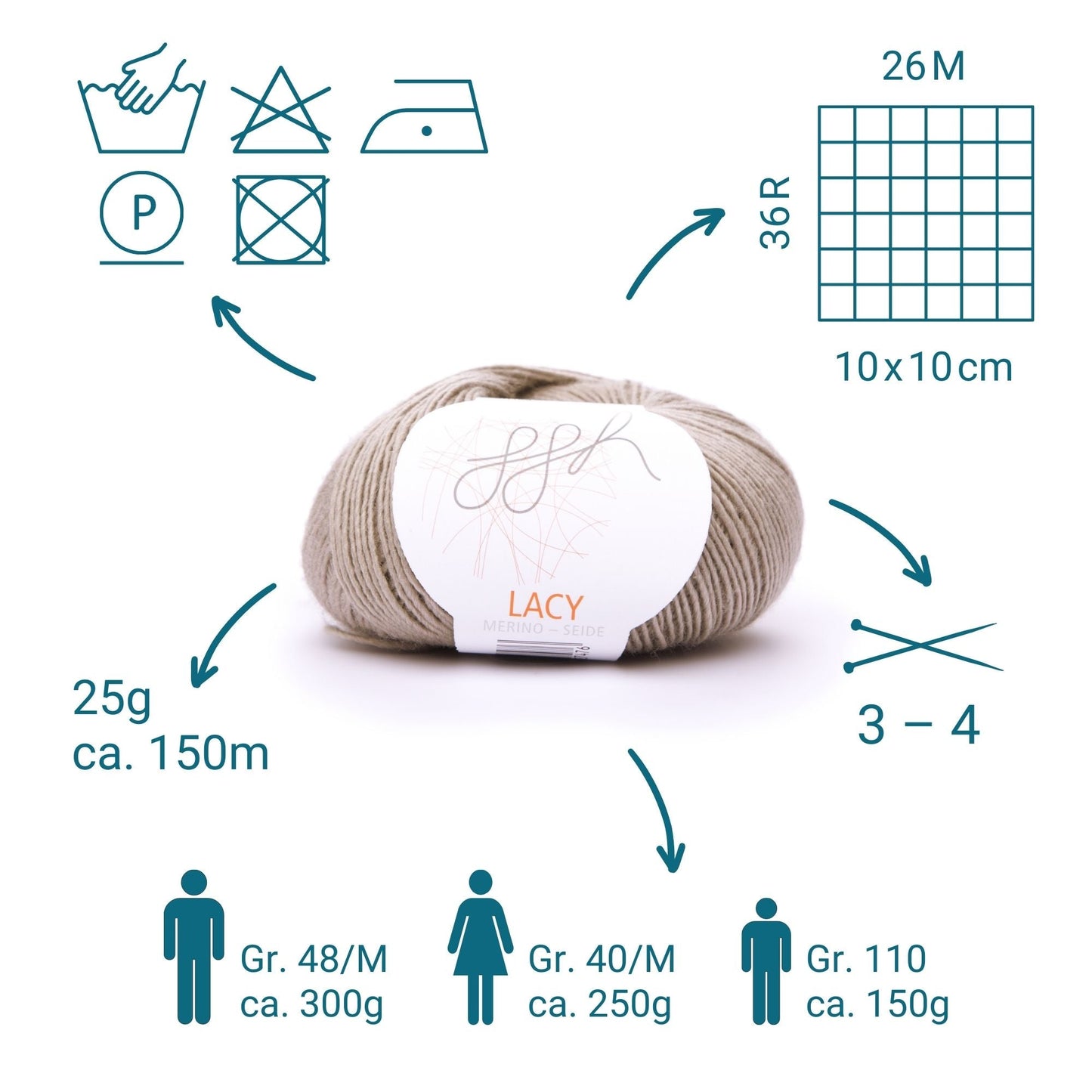 ggh Lacy | Set mit 4 x 25g (insg. 100g) - 019 - Beige - Strickwolle - Handarbeiten - 3