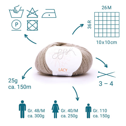 ggh Lacy | Set mit 4 x 25g (insg. 100g) - 019 - Beige - Strickwolle - Handarbeiten - 3