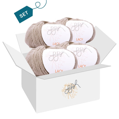 ggh Lacy | Set mit 4 x 25g (insg. 100g) - 019 - Beige - Strickwolle - Handarbeiten - 4