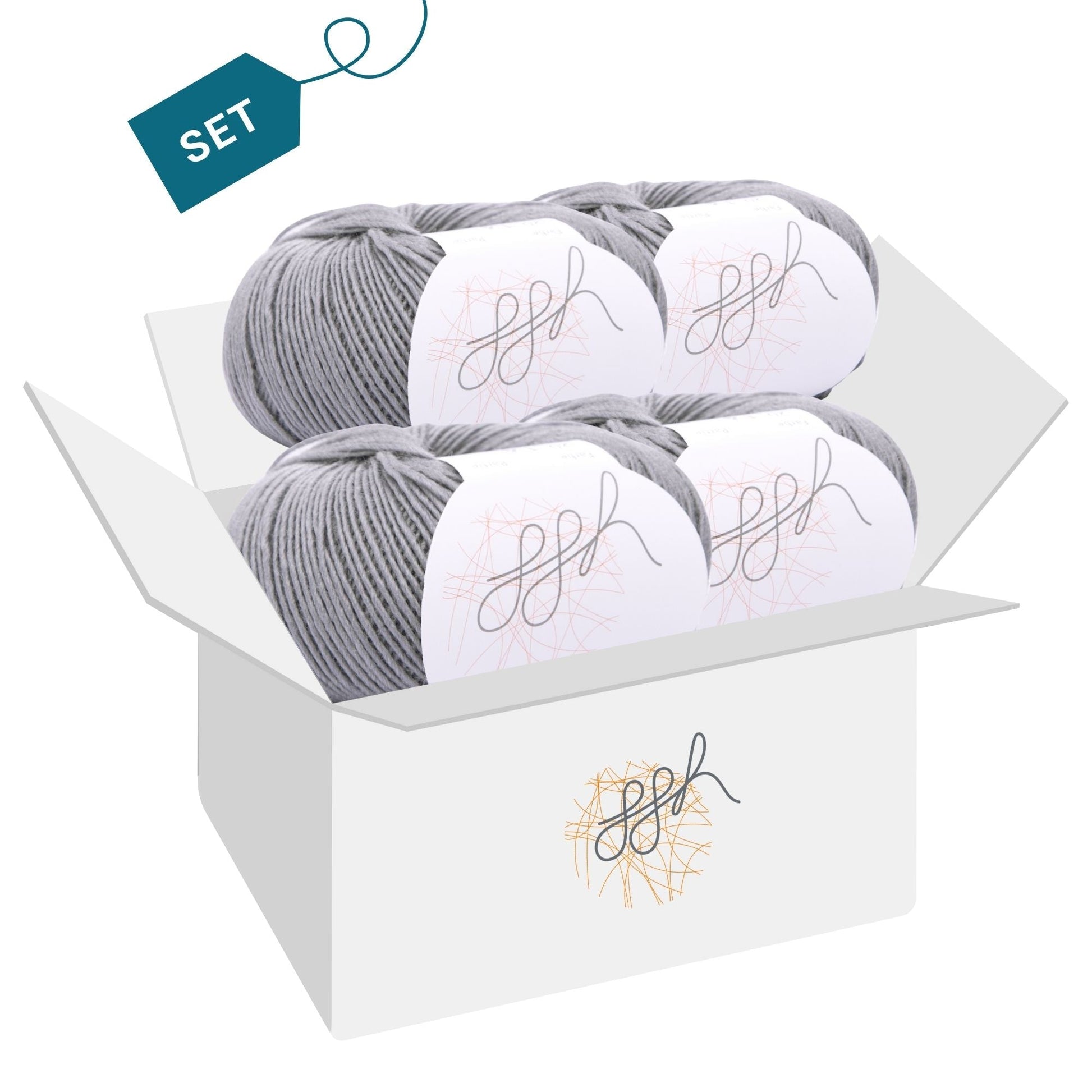 ggh Lacy | Set mit 4 x 25g (insg. 100g) - 020 - Grau - Strickwolle - Handarbeiten - 4