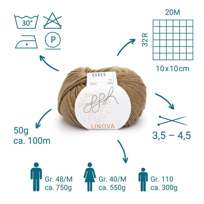 ggh Linova | 100% Baumwolle | 100m/50g | 003 - Haselnuss - Handarbeiten - 3