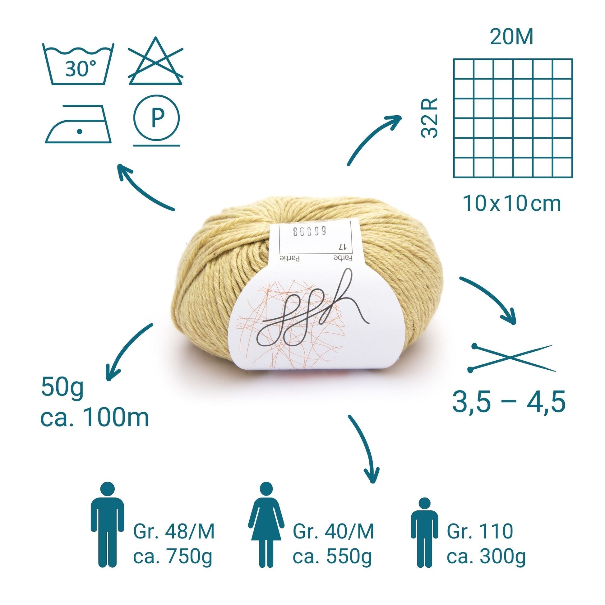 ggh Linova | 100% Baumwolle | 100m/50g | 017 - Honig - Handarbeiten - 3