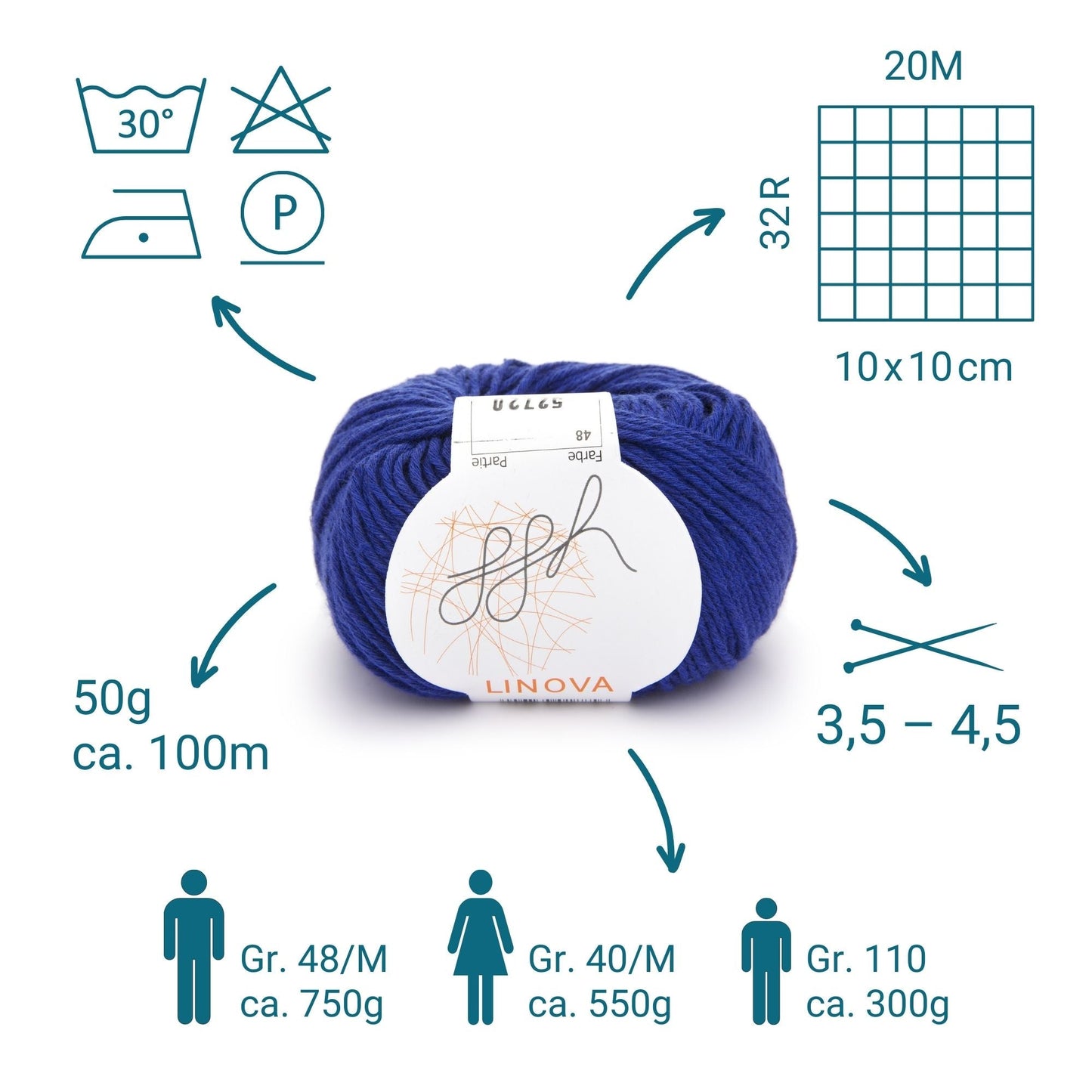 ggh Linova | 100% Baumwolle | 100m/50g | 048 - Royalblau - Handarbeiten - 3