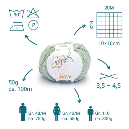 ggh Linova | 100% Baumwolle | 100m/50g | 070 - Blasses Lindgrün - Handarbeiten - 3