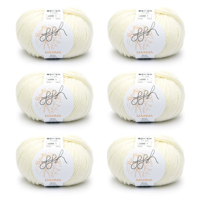 ggh Maxima Box | 300g Set (6x50g) – 001 – Wollweiß - Handarbeiten - 1