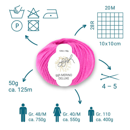 ggh Merino Deluxe - 300g Set (6x50g) - 012 - Pink - Strickwolle - Handarbeiten - 3