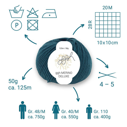 ggh Merino Deluxe - 300g Set (6x50g) - 017 - Jägergrün - Strickwolle - Handarbeiten - 3