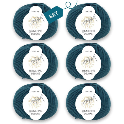 ggh Merino Deluxe - 300g Set (6x50g) - 017 - Jägergrün - Strickwolle - Handarbeiten - 7