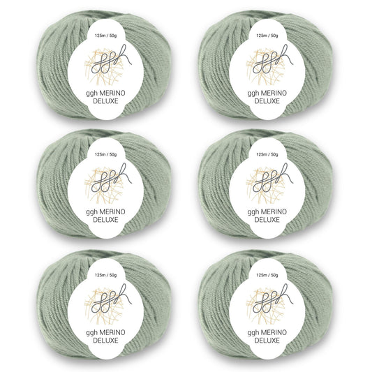 ggh Merino Deluxe - 300g Set (6x50g) - 018 - Schilfgrün - Strickwolle - Handarbeiten - 1