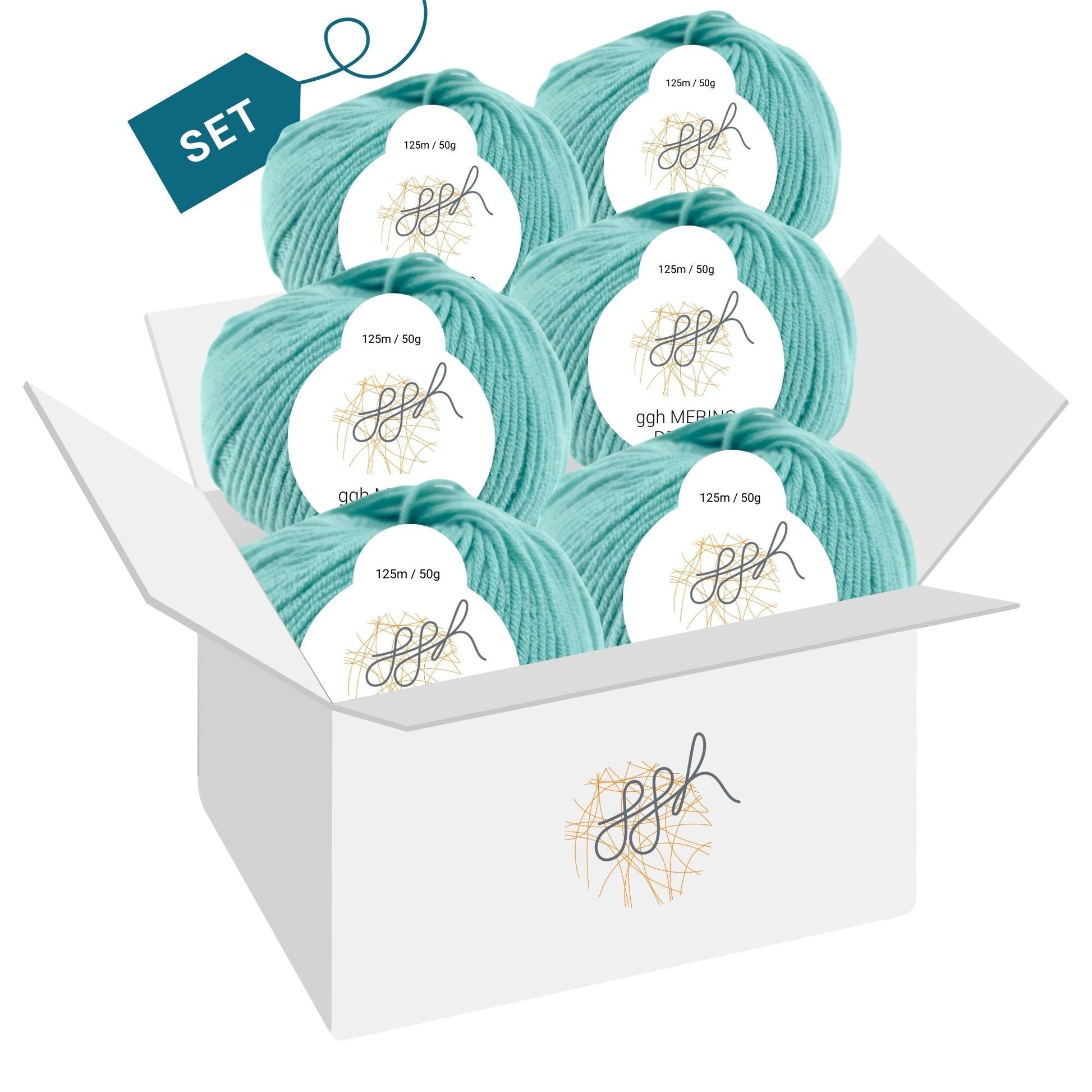 ggh Merino Deluxe - 300g Set (6x50g) - 021 - Türkis - Strickwolle - Handarbeiten - 4