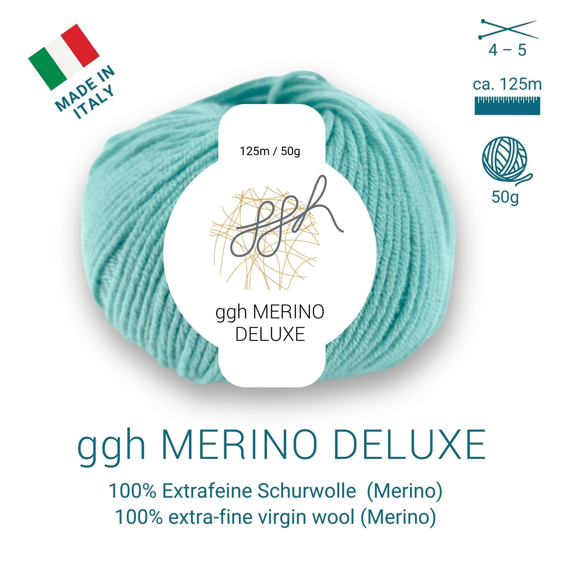 ggh Merino Deluxe - 300g Set (6x50g) - 021 - Türkis - Strickwolle - Handarbeiten - 5