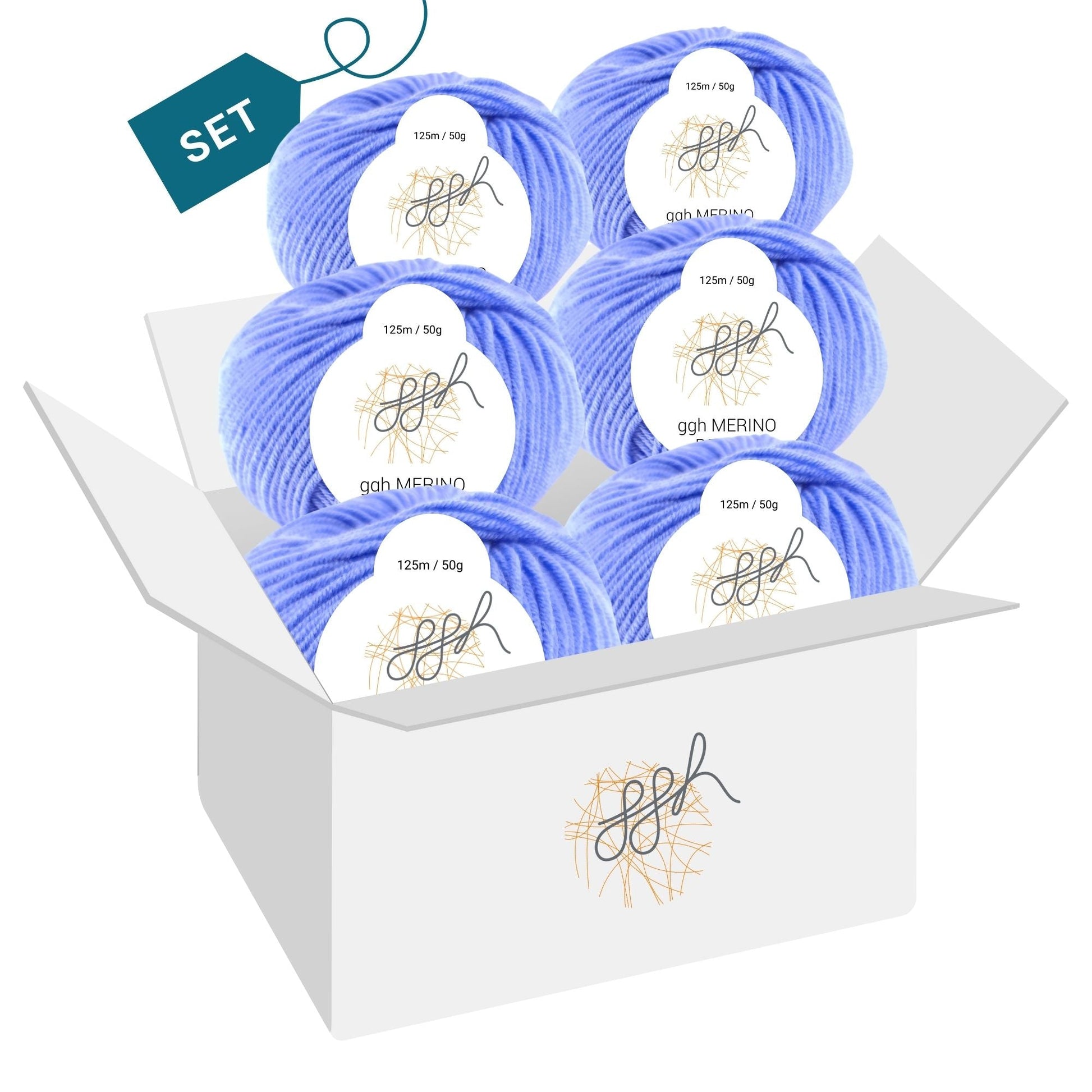 ggh Merino Deluxe - 300g Set (6x50g) - 023 - Hellblau - Strickwolle - Handarbeiten - 4