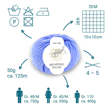 ggh Merino Deluxe - 300g Set (6x50g) - 023 - Hellblau - Strickwolle - Handarbeiten - 3