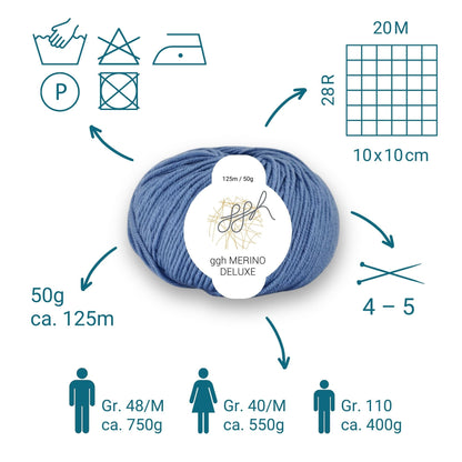 ggh Merino Deluxe - 300g Set (6x50g) - 024 - Himmelblau - Strickwolle - Handarbeiten - 3