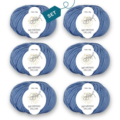 ggh Merino Deluxe - 300g Set (6x50g) - 024 - Himmelblau - Strickwolle - Handarbeiten - 7