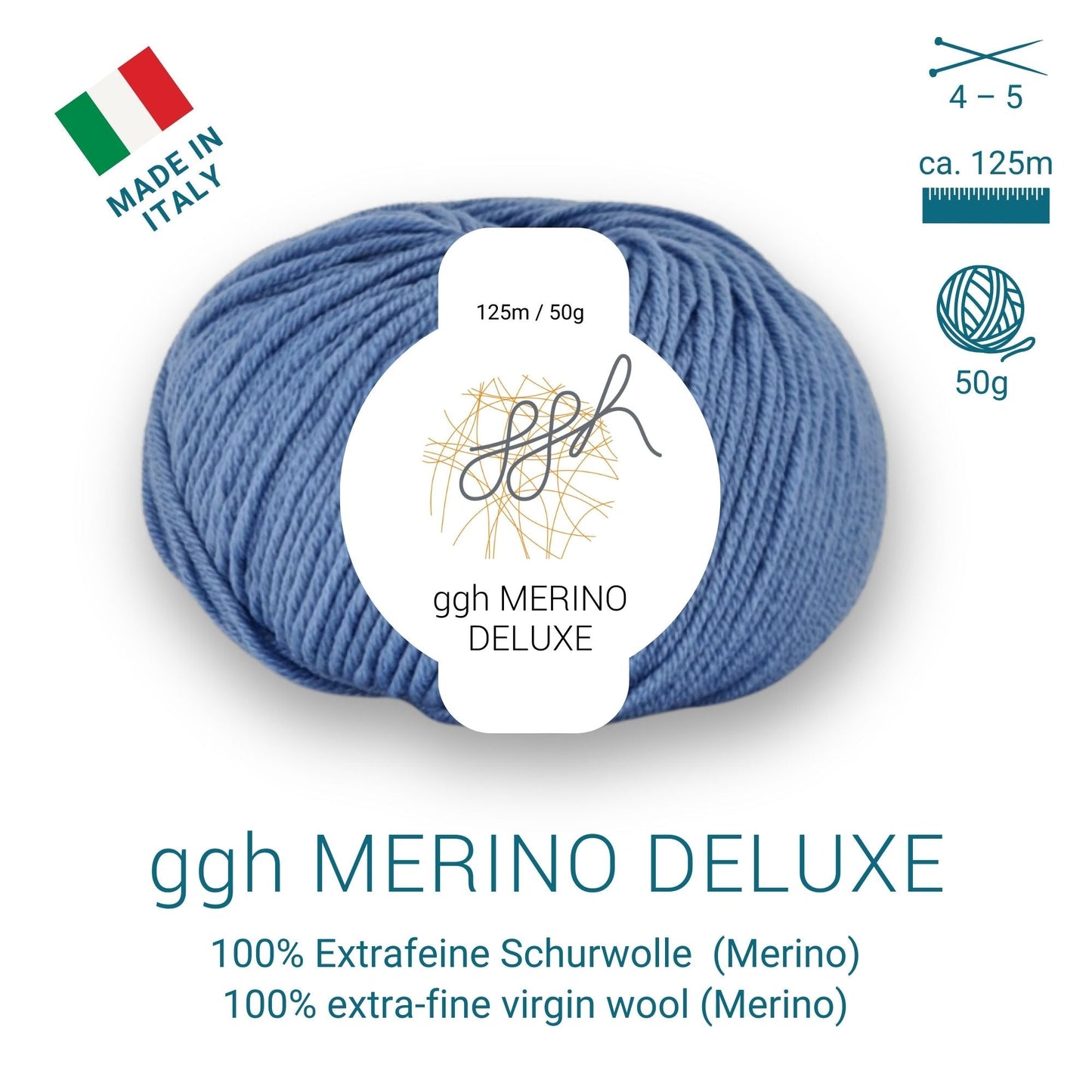 ggh Merino Deluxe - 300g Set (6x50g) - 024 - Himmelblau - Strickwolle - Handarbeiten - 5