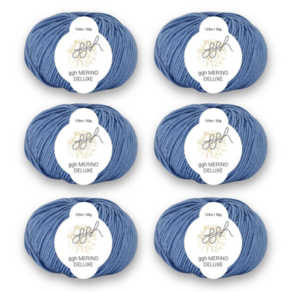ggh Merino Deluxe - 300g Set (6x50g) - 024 - Himmelblau - Strickwolle - Handarbeiten - 1