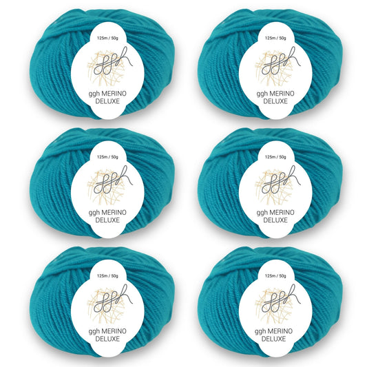 ggh Merino Deluxe - 300g Set (6x50g) - 025 - Ozeangrün - Strickwolle - Handarbeiten - 1