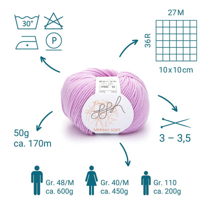 ggh Merino Soft | Merinowolle | 170m/50g | 086 - Rosa - Handarbeiten - 2