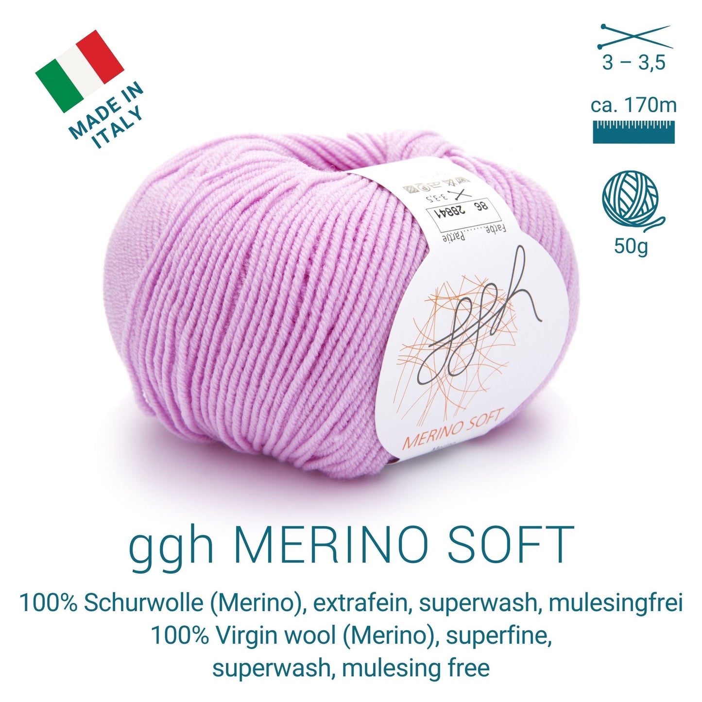 ggh Merino Soft | Merinowolle | 170m/50g | 086 - Rosa - Handarbeiten - 1