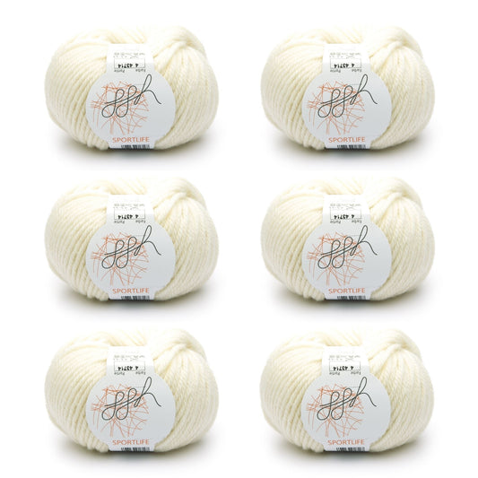 ggh Sportlife Box | Set mit 300g (6x50g) | 004 – Wollweiß - Strickwolle - Handarbeiten - 1
