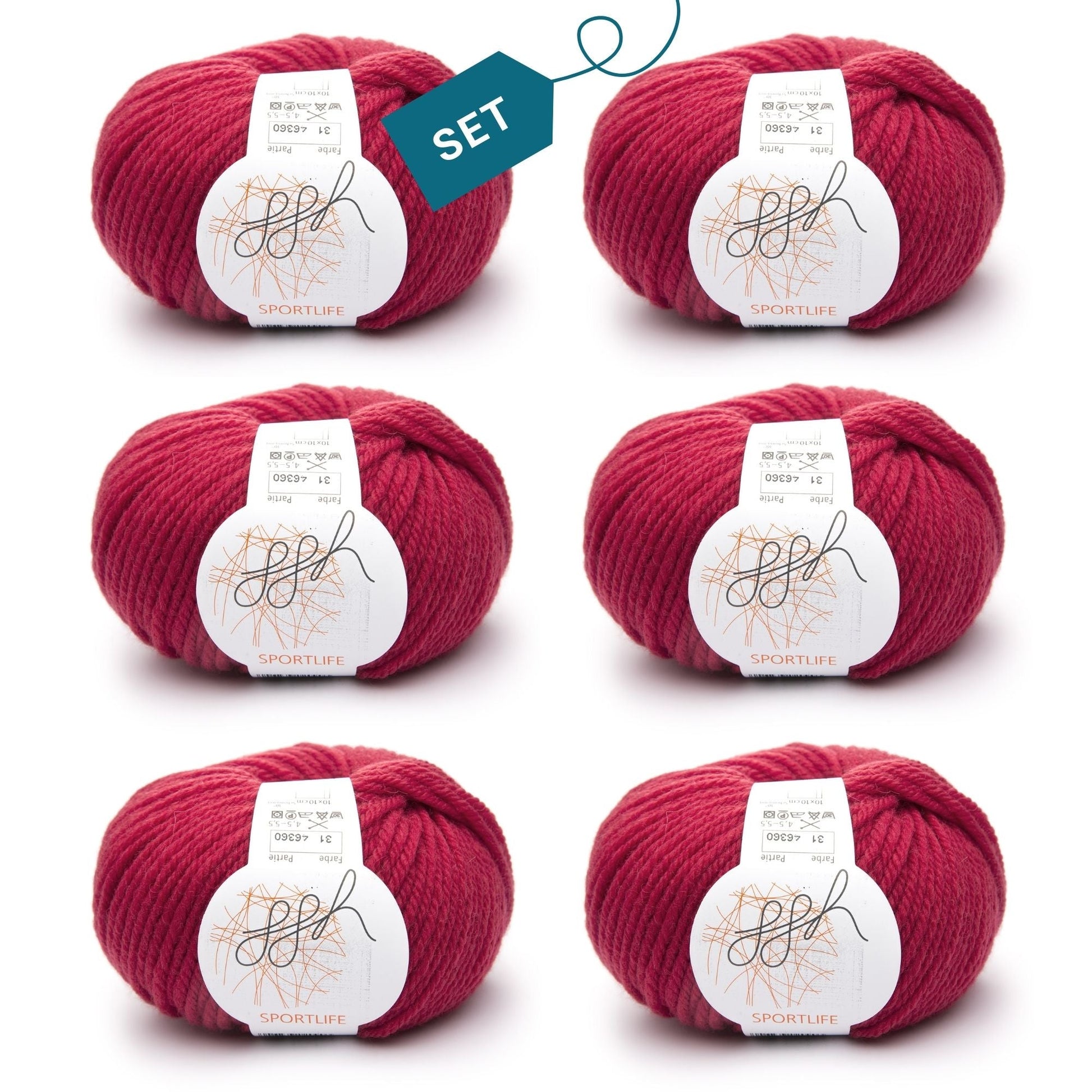ggh Sportlife Box | Set mit 300g (6x50g) | 031 – Preisselbeerrot - Strickwolle - Handarbeiten - 7
