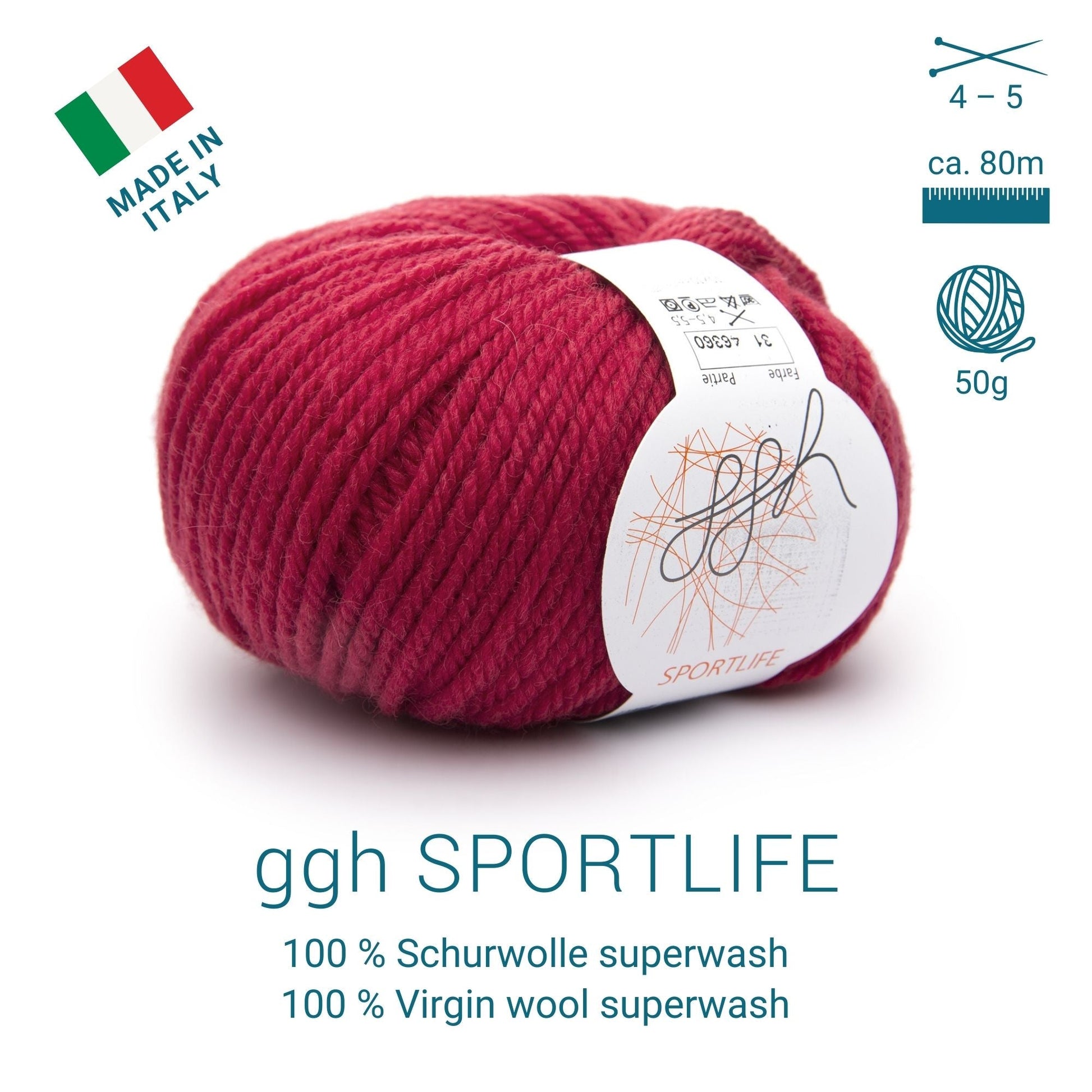 ggh Sportlife Box | Set mit 300g (6x50g) | 031 – Preisselbeerrot - Strickwolle - Handarbeiten - 5