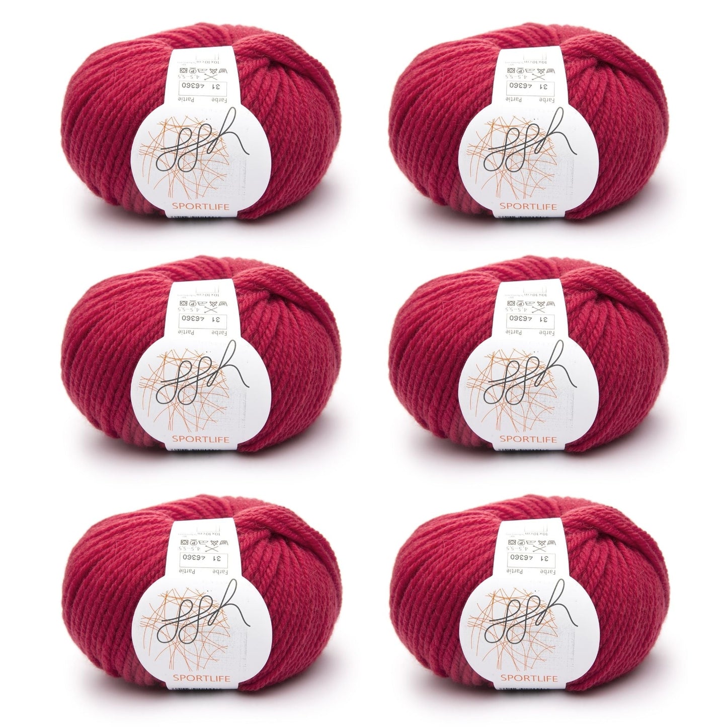 ggh Sportlife Box | Set mit 300g (6x50g) | 031 – Preisselbeerrot - Strickwolle - Handarbeiten - 1