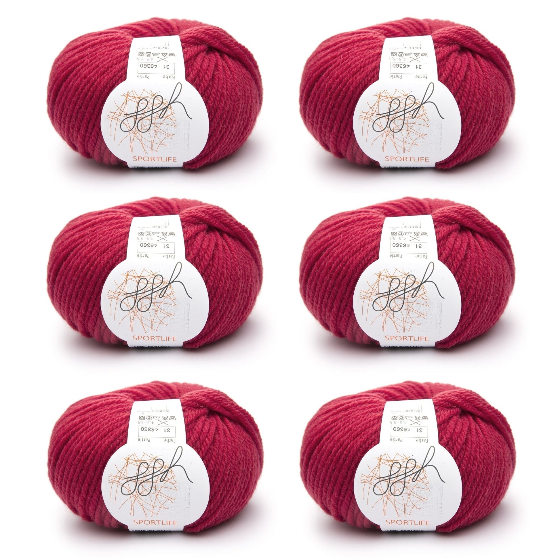 ggh Sportlife Box | Set mit 300g (6x50g) | 031 – Preisselbeerrot - Strickwolle - Handarbeiten - 1