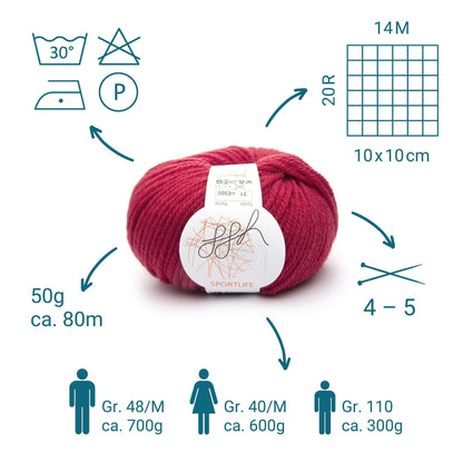 ggh Sportlife Box | Set mit 300g (6x50g) | 031 – Preisselbeerrot - Strickwolle - Handarbeiten - 3