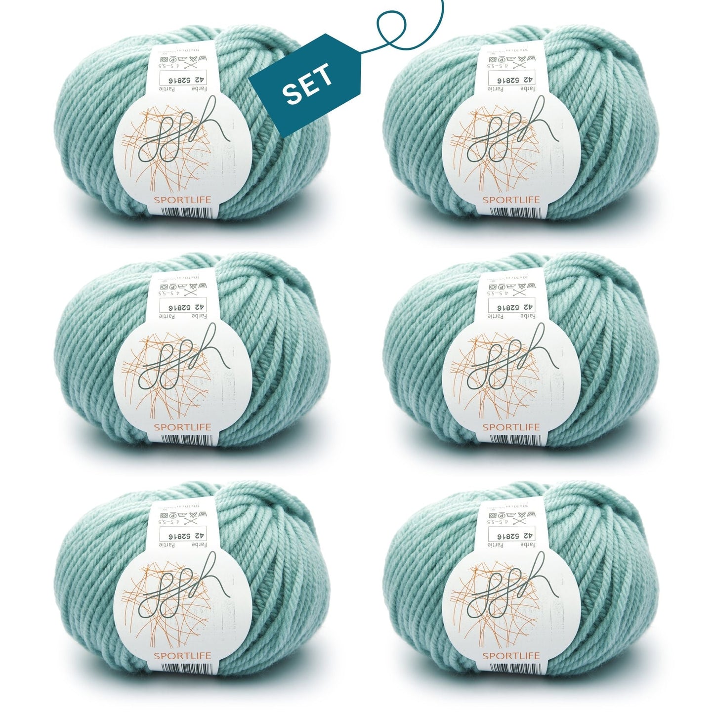 ggh Sportlife Box | Set mit 300g (6x50g) | 042 Mintgrün - Strickwolle - Handarbeiten - 7