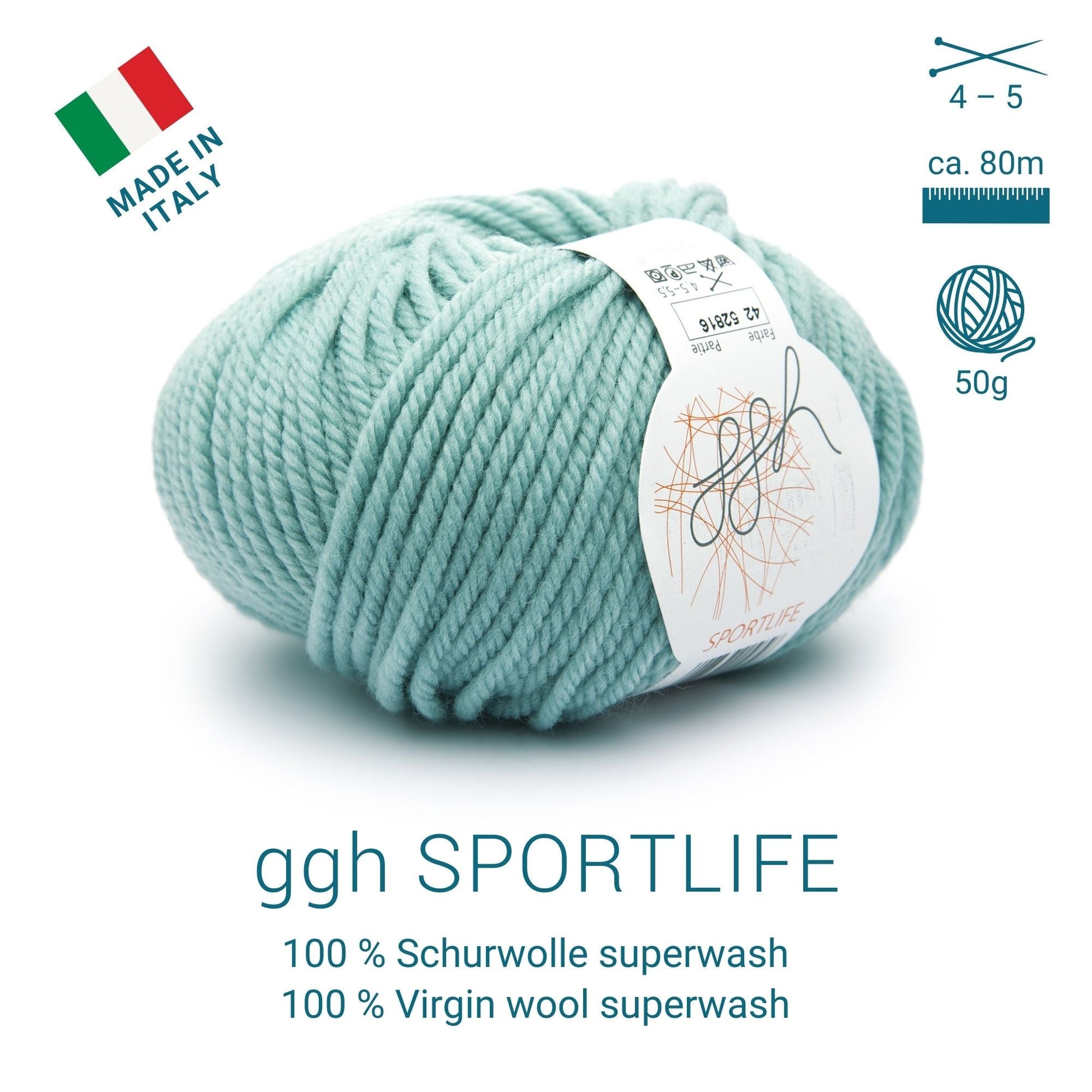 ggh Sportlife Box | Set mit 300g (6x50g) | 042 Mintgrün - Strickwolle - Handarbeiten - 5