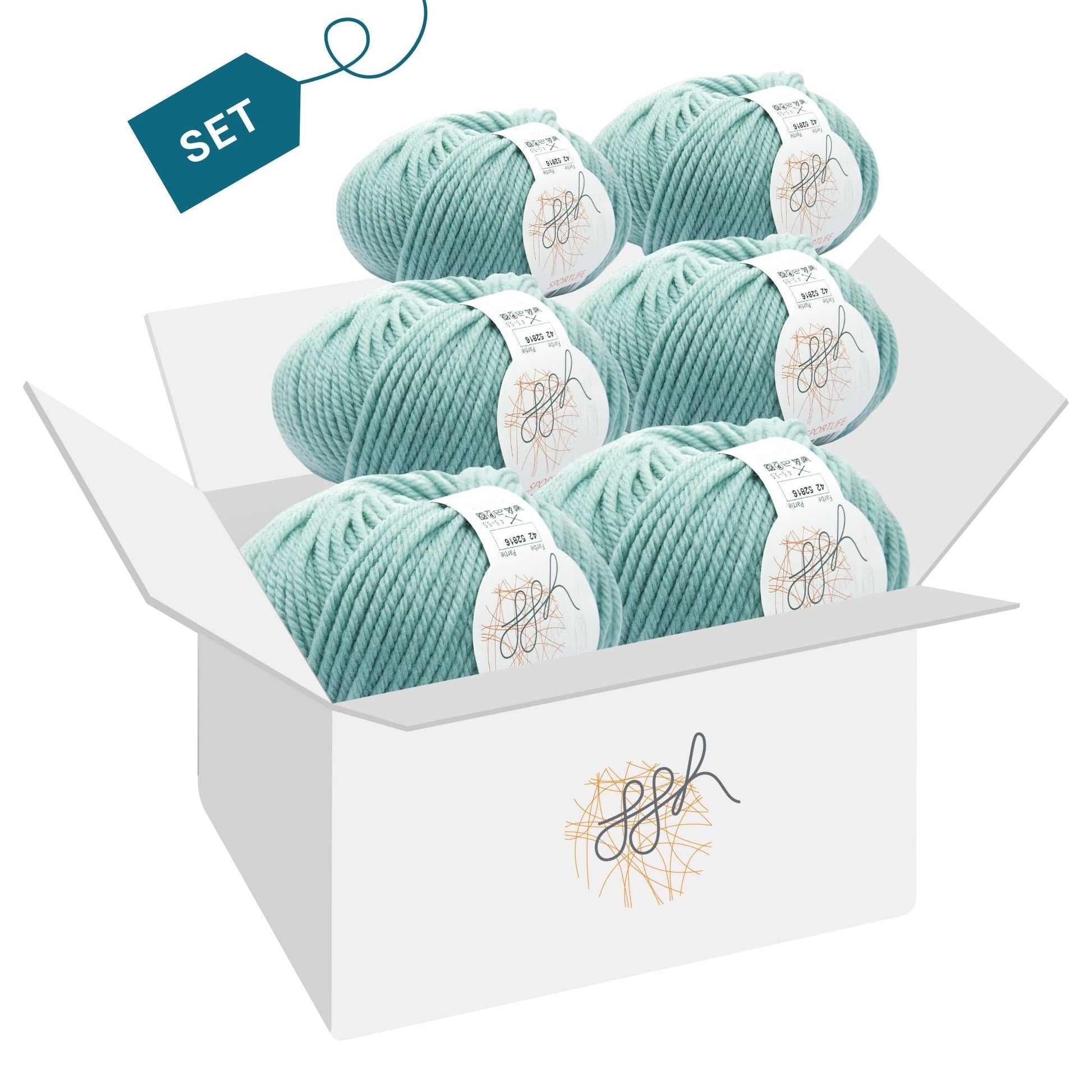 ggh Sportlife Box | Set mit 300g (6x50g) | 042 Mintgrün - Strickwolle - Handarbeiten - 4