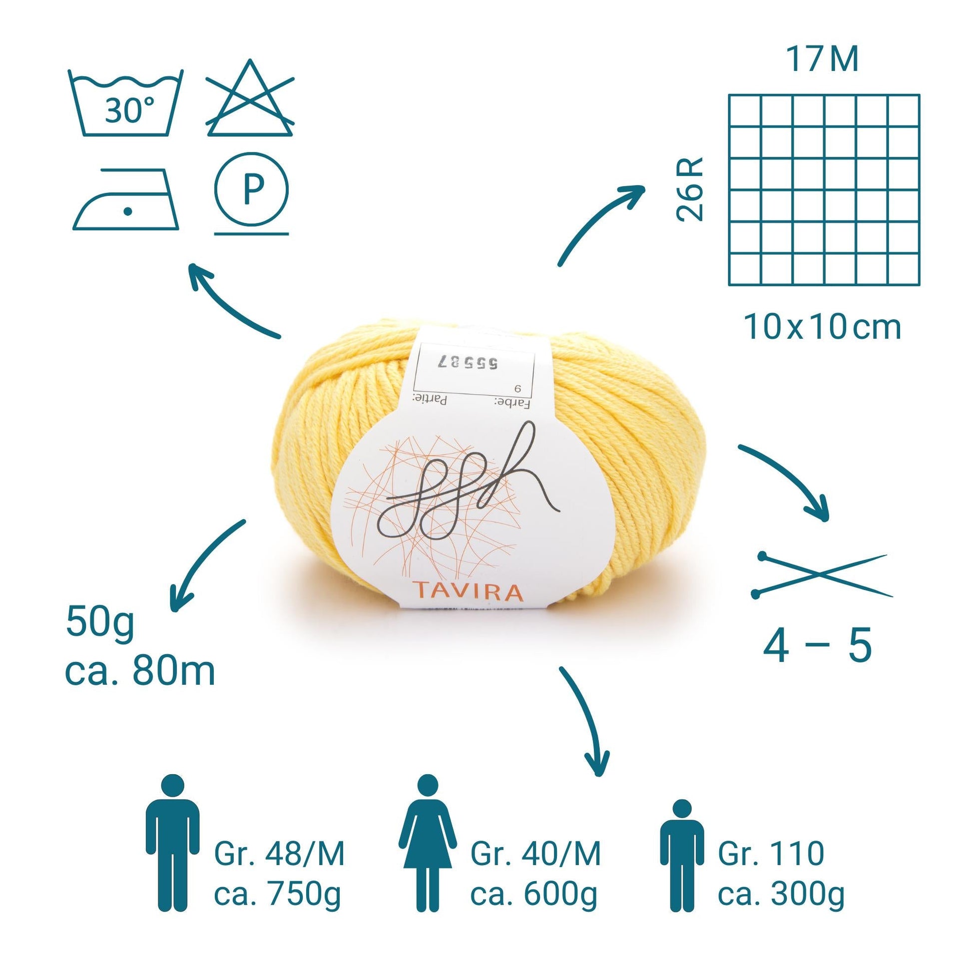 ggh Tavira | 100% Baumwolle | 80m/50g | 009 - Zitronenbonbon - Handarbeiten - 3