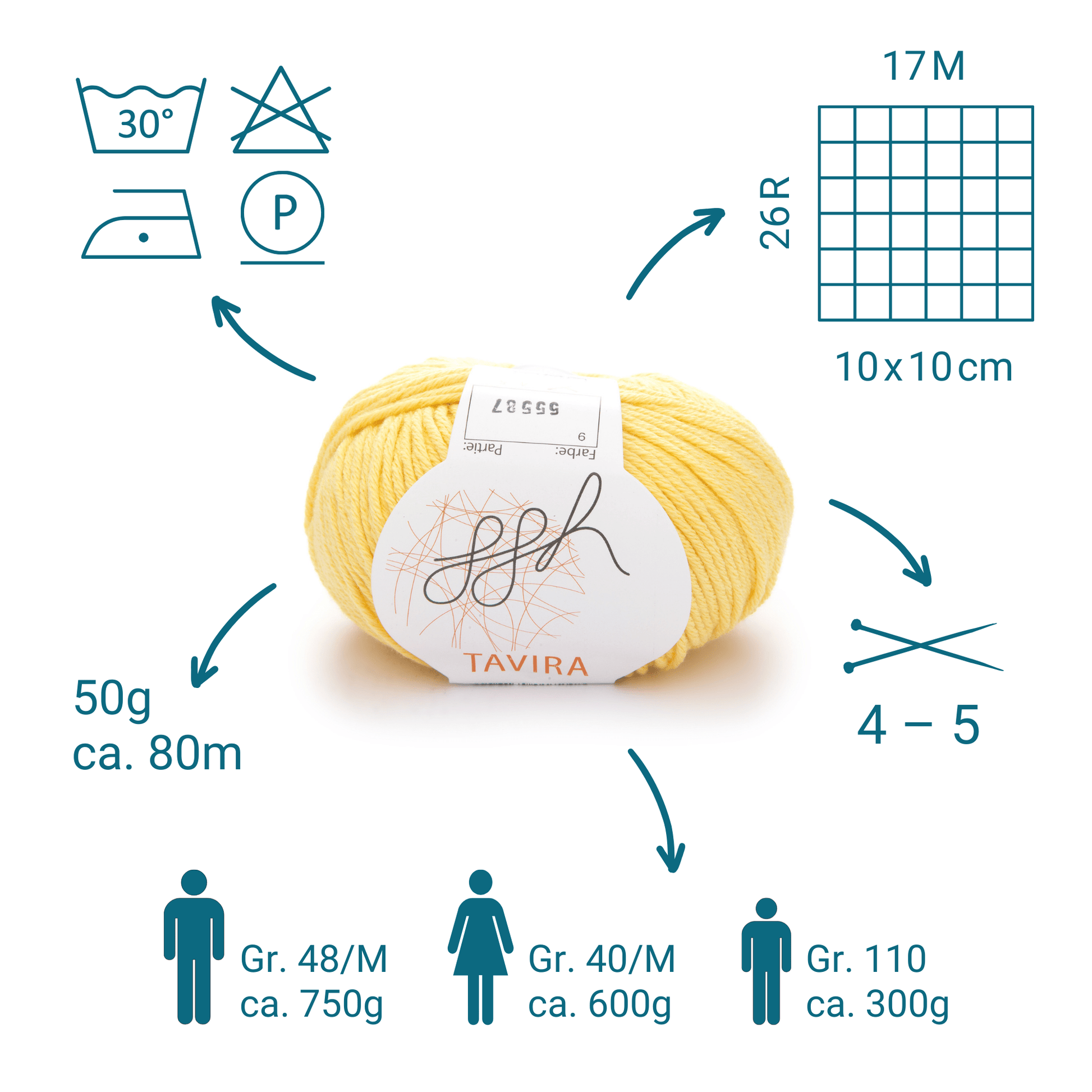 ggh Tavira | 100% Baumwolle | 80m/50g | 009 - Zitronenbonbon - Handarbeiten - 3