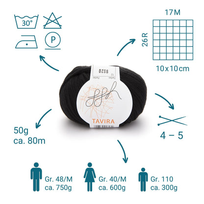 ggh Tavira | 100% Baumwolle | 80m/50g | 012 - Schwarz - Handarbeiten - 3