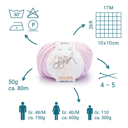 ggh Tavira | 100% Baumwolle | 80m/50g | 030 - Hellrosa - Handarbeiten - 3