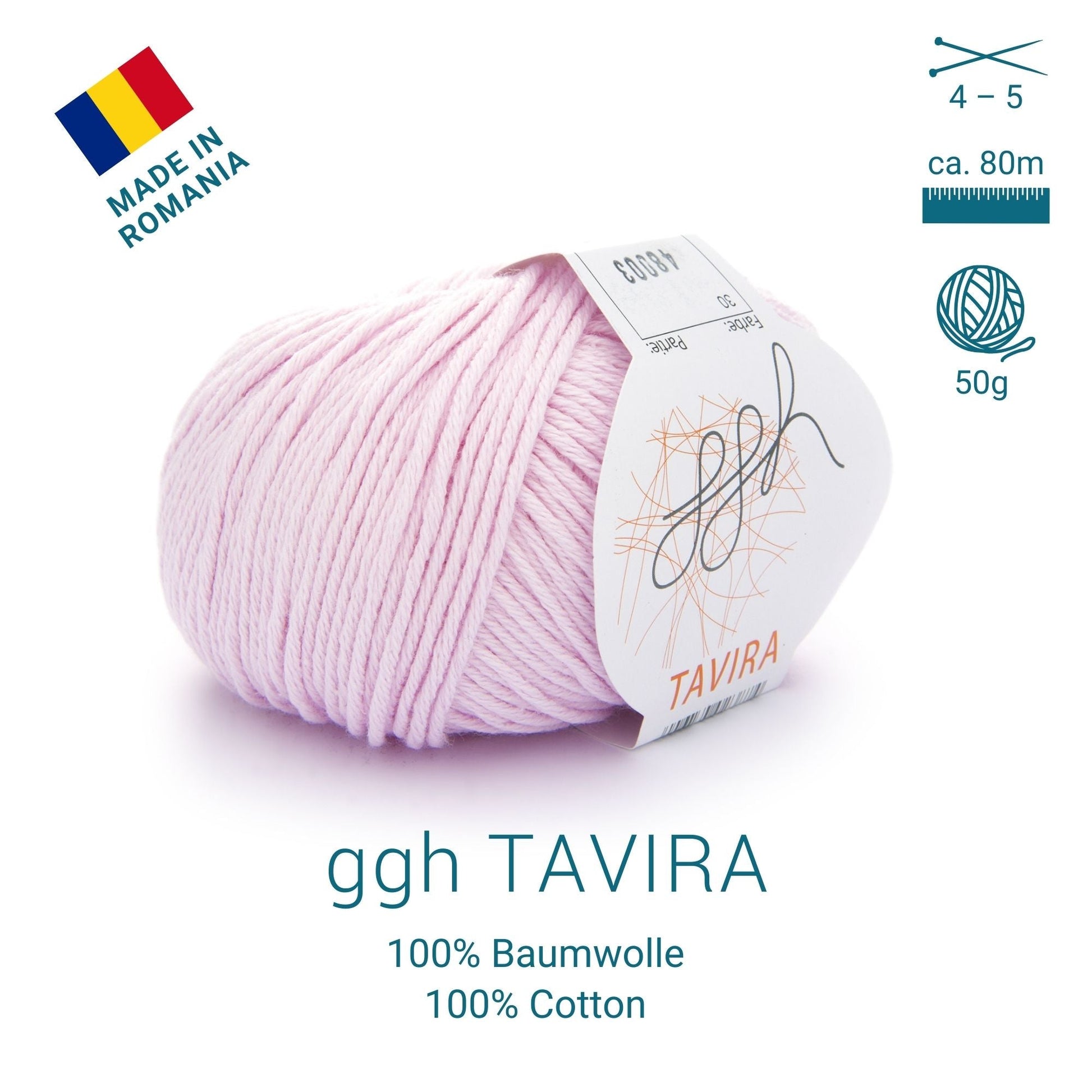 ggh Tavira | 100% Baumwolle | 80m/50g | 030 - Hellrosa - Handarbeiten - 2