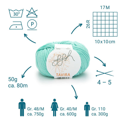 ggh Tavira | 100% Baumwolle | 80m/50g | 036 - Helles Aquamarin - Handarbeiten - 3