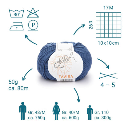ggh Tavira | 100% Baumwolle | 80m/50g | 037 - Weiches Indigo - Handarbeiten - 3